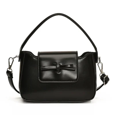 Shoulder Bag for Women Bow Clutch Purse PU Leather Adjustable Strap Underarm Bag Solid Square Bag for