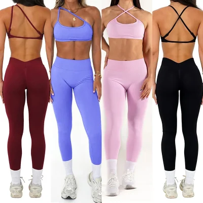 Seamless Back Push-up Sports Bra Women Quick-drying Butt Lifting Yoga Pants Peach Leggings Training and Fitness Two-piece Set