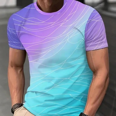 Summer Fashion Sports Men's T-Shirt 3D Geometric Print Loose Comfortable Daily Casual O-Neck Size Short Sleeve Men's Clothing