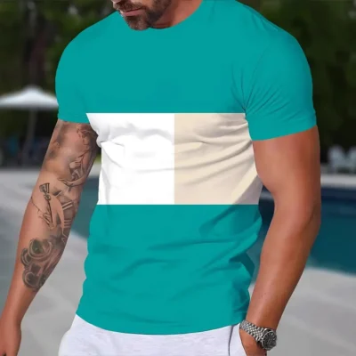 Summer Fashion Sports Men's T-Shirt 3D Geometric Print Loose Comfortable Daily Casual O-Neck Size Short Sleeve Men's Clothing