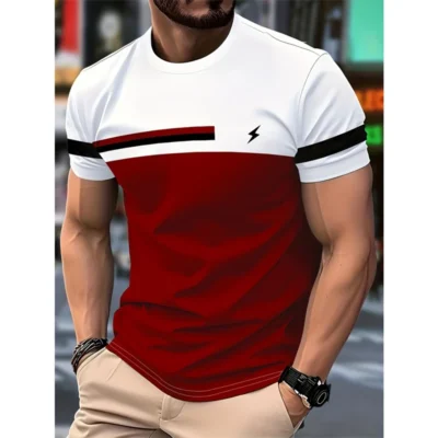 Simple Fashion Striped Graphic T Shirts For Men Summer Trendy Short  Sleeve 3D Printed T-shirts Casual Oversized Crew Neck Tees
