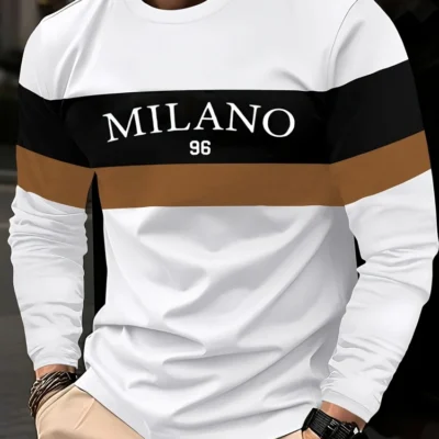 New Men's Long-sleeve T-shirt Casual Round Neck A Must-have for Daily Wear in Spring and Autumn Fashionable Men's Party Shirt