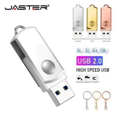 JASTER Rotatable USB Flash Drive 128GB Metal Pendrive 64GB High Speed USB Stick 32GB Mini Creative Gift Storage Devices 16GB 8GB