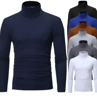 Thermal Underwear Tops Men Winter Clothes Thermal Shirt Autumn Men's Winter Tights High Neck Thin Slim Fit Long Sleeve T-shirt